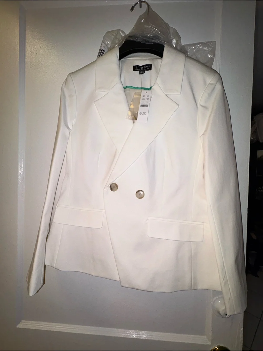 J. Crew Petite Devon Blazer in Bi-Stretch Cotton Blend- ivory